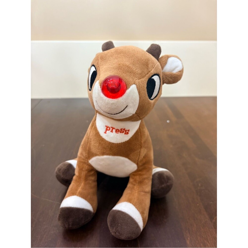 Plush Rudolph Reindeer with Light-Up Red Nose and Music